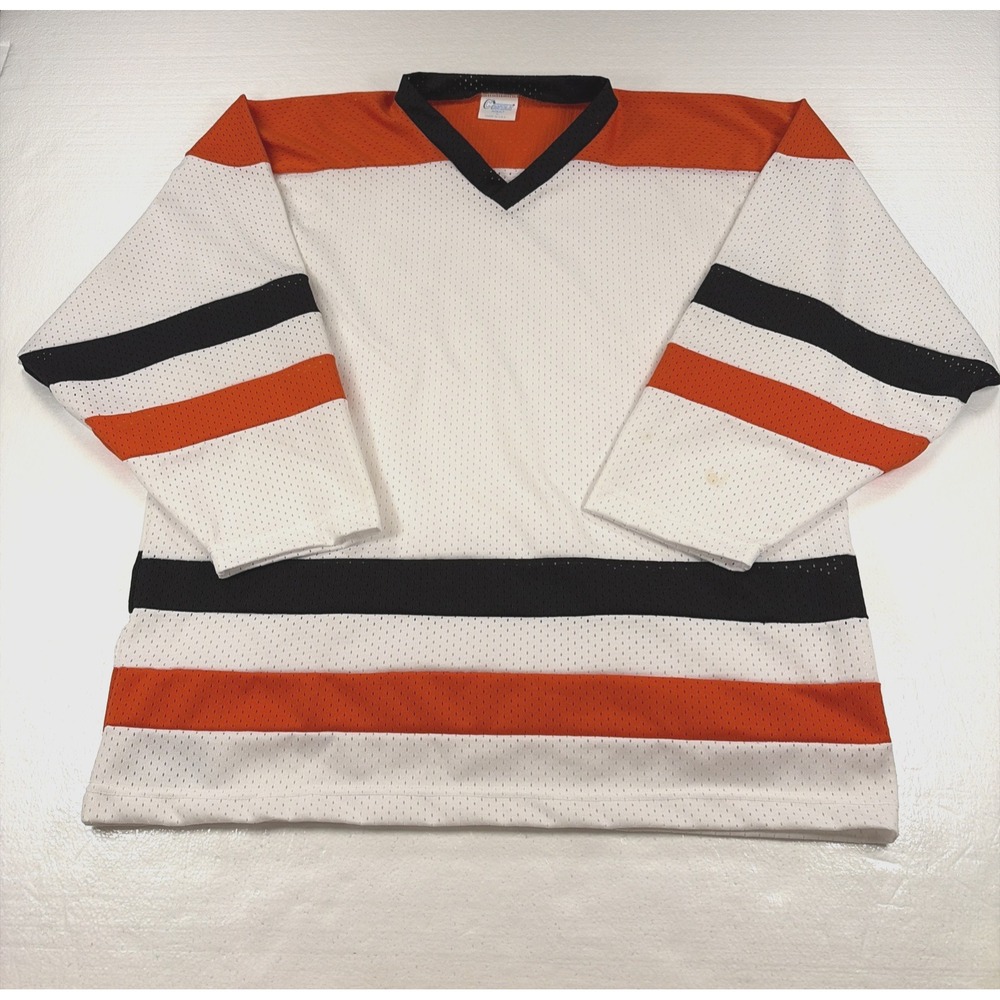 Vintage Contak Hockey Jersey Adult Large Blank USA Made Mesh Flyers Colors
